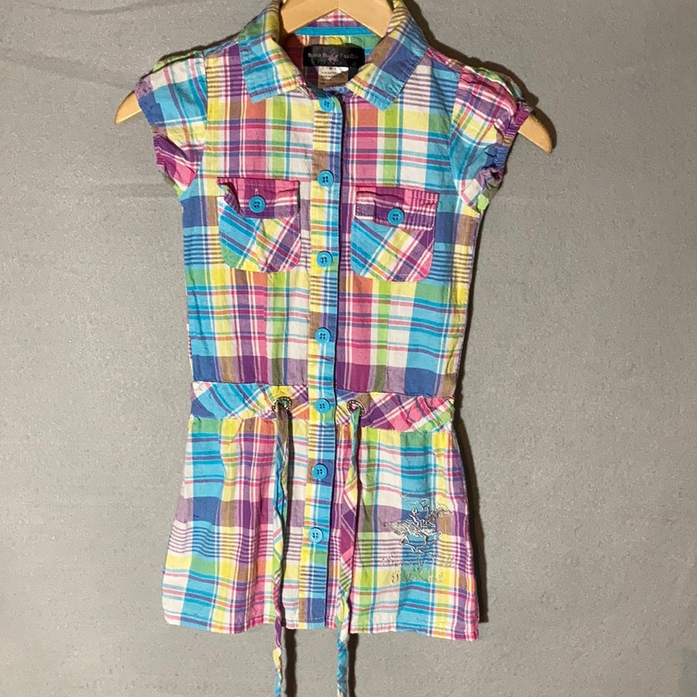 Plaid draw string waist dress Sz S (7/8)